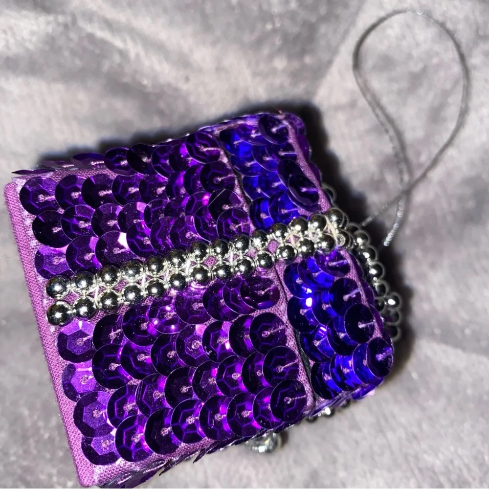 Purple Sequin‎ Jewelry Ring  Box / Christmas ornament